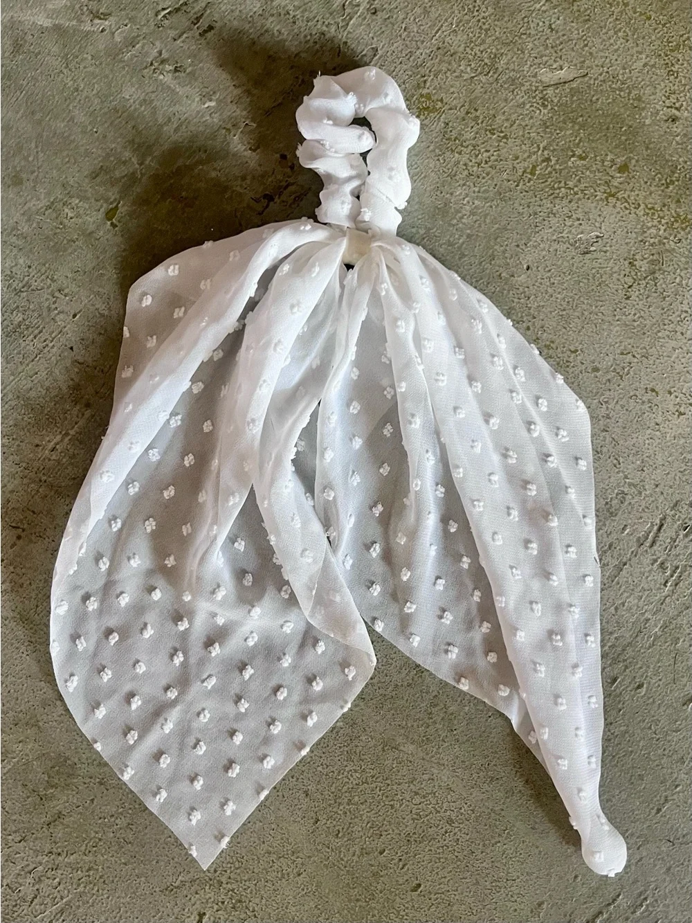 Floral Daisy Bow Scrunchie Scarf - Olive Green